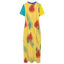 Cargar imagen en el visor de la galería, Vestido Midi Ajustado de Manga Corta para Mujer RRDCQ personalizado con patrón foto texto (impresión de imágenes múltiples)