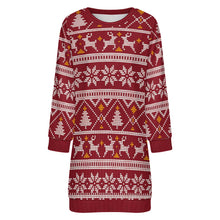 Cargar imagen en el visor de la galería, Vestido Suéter de Manga Larga para Mujer LM565 personalizado con patrón foto texto (impresión de imagen única)