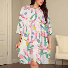 Cargar imagen en el visor de la galería, Vestido de pijama tipo camiseta para mujer talla grande personalizado con patrón foto texto (impresión de imagen única)