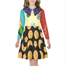 Cargar imagen en el visor de la galería, Vestido de manga larga para niña vestido acampanado F6Q personalizado con patrón foto texto (impresión de imágenes múltiples)