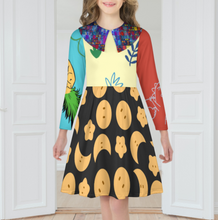 Cargar imagen en el visor de la galería, Vestido de manga larga para niña vestido acampanado F6Q personalizado con patrón foto texto (impresión de imágenes múltiples)