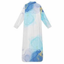 Cargar imagen en el visor de la galería, Vestido camisero maxi clásico para mujer B9S personalizado con patrón foto texto