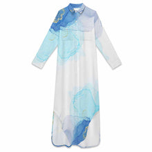 Cargar imagen en el visor de la galería, Vestido camisero maxi clásico para mujer B9S personalizado con patrón foto texto