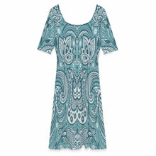 Cargar imagen en el visor de la galería, Elegante vestido de verano F25Q vestido de mujer de corte A con media manga personalizado con patrón foto texto