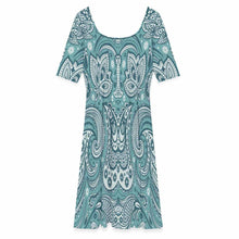 Cargar imagen en el visor de la galería, Elegante vestido de verano F25Q vestido de mujer de corte A con media manga personalizado con patrón foto texto