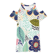 Cargar imagen en el visor de la galería, Vestido de mujer de manga corta con cuello en V y hombros descubiertos ANQ personalizado con patrón foto texto