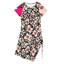 Cargar imagen en el visor de la galería, Vestido de mujer de manga corta con abertura lateral alta y cordón de ajuste A44Q personalizado con patrón foto texto (impresión de imágenes múltiples)