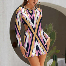 Cargar imagen en el visor de la galería, Vestido de mujer de manga larga con cut-out NZ038 personalizado con patrón foto texto (impresión de imágenes múltiples)