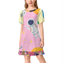 Cargar imagen en el visor de la galería, Vestido de niña F5Q vestido de manga corta personalizado con patrón foto texto (impresión de imágenes múltiples)