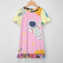 Cargar imagen en el visor de la galería, Vestido de niña F5Q vestido de manga corta personalizado con patrón foto texto (impresión de imágenes múltiples)