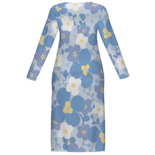 Cargar imagen en el visor de la galería, Vestido midi de manga larga con cuello redondo para mujer CRQ personalizado con patrón foto texto