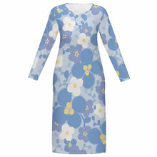 Cargar imagen en el visor de la galería, Vestido midi de manga larga con cuello redondo para mujer CRQ personalizado con patrón foto texto