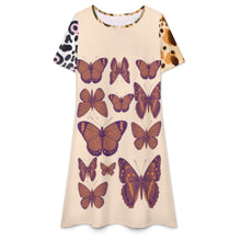 Cargar imagen en el visor de la galería, Vestido midi de manga corta para mujer F77Q personalizado con patrón foto texto (impresión de imágenes múltiples)