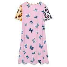 Cargar imagen en el visor de la galería, Vestido midi de manga corta para mujer F77Q personalizado con patrón foto texto (impresión de imágenes múltiples)