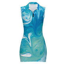 Cargar imagen en el visor de la galería, Vestido polo de mujer vestido de punto sin mangas con cremallera MSYX066 personalizado con patrón foto texto (impresión de imagen única)