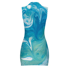 Cargar imagen en el visor de la galería, Vestido polo de mujer vestido de punto sin mangas con cremallera MSYX066 personalizado con patrón foto texto (impresión de imagen única)