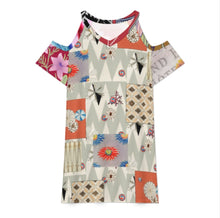 Cargar imagen en el visor de la galería, Vestido camisero de mujer con cuello en V ANQ con CUT-OUT en la manga personalizado con patrón foto texto (impresión de imágenes múltiples)