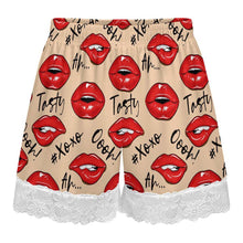 Cargar imagen en el visor de la galería, Pantalones de pijama cortos con ribete de encaje para mujer SDS2516 personalizados con patrón foto texto (impresión de imagen única)