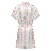 Cargar imagen en el visor de la galería, Bata de baño Pijama con cinturón y mangas cortas con ribete de encaje para mujer SDS2517 personalizado con patrón foto texto (impresión de imagen única)