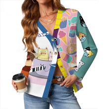 Cargar imagen en el visor de la galería, Cárdigan fino de mujer SDS2526 Personalizado con patrón foto texto (impresión de imágenes múltiples)