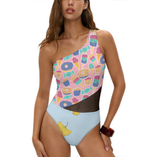 Cargar imagen en el visor de la galería, Traje de baño de una pieza de malla adelgazante sexy para mujer SDS504 personalizado con patrón foto texto (Impresión Completa de múltiples imágenes)