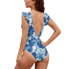 Cargar imagen en el visor de la galería, Traje de baño de una pieza con mangas con volantes para mujer SDS507 personalizado con patrón foto texto (impresión de imagen única)