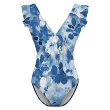 Cargar imagen en el visor de la galería, Traje de baño de una pieza con mangas con volantes para mujer SDS507 personalizado con patrón foto texto (impresión de imagen única)