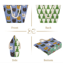 Cargar imagen en el visor de la galería, Bolsa de mano de cuerda de cáñamo de gran capacidad personalizado con patrón foto texto (impresión de imágenes múltiples)