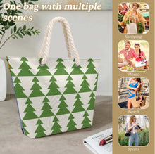 Cargar imagen en el visor de la galería, Bolsa de mano de cuerda de cáñamo de gran capacidad personalizado con patrón foto texto (impresión de imágenes múltiples)