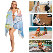 Cargar imagen en el visor de la galería, Toalla de playa talla grande de terciopelo de doble cara 160 x 80 cm personalizado con patrón foto texto