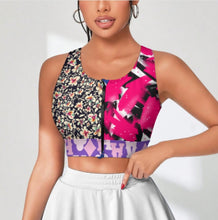 Cargar imagen en el visor de la galería, Sujetador de yoga y fitness con cremallera frontal para mujer SDS2007 personalizado con patrón foto texto (impresión de imágenes múltiples)