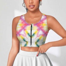 Cargar imagen en el visor de la galería, Sujetadores deportivos con cremallera frontal para mujer SDS2007 personalizado con patrón foto texto (impresión de imagen única)