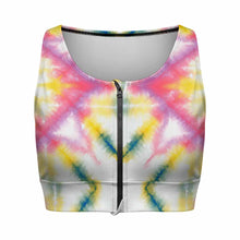 Cargar imagen en el visor de la galería, Sujetadores deportivos con cremallera frontal para mujer SDS2007 personalizado con patrón foto texto (impresión de imagen única)