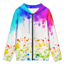 Cargar imagen en el visor de la galería, Sudadera con capucha y cremallera para adolescentes LM516 personalizado con patrón foto texto (impresión de imagen única)