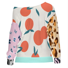 Cargar imagen en el visor de la galería, Sudadera de manga larga con cuello inclinado para mujer MXLD137 personalizado con patrón foto texto (impresión de imágenes múltiples)