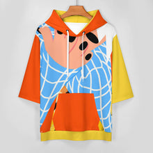 Cargar imagen en el visor de la galería, Sudadera de tela de escamas de pescado LM033 diseño multiimagen unisex para hombres y mujeres sudadera con capucha de media manga personalizado con patrón foto texto