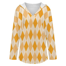 Cargar imagen en el visor de la galería, Sudadera con capucha de manga larga y cuello en V para mujer C19H personalizado con patrón foto texto (impresión de imagen única)