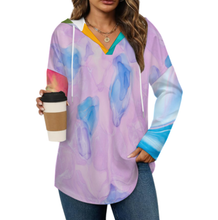 Cargar imagen en el visor de la galería, Sudadera con capucha de manga larga y cuello en V para mujer C19H personalizado con patrón foto texto (impresión de imágenes múltiples)