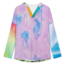 Cargar imagen en el visor de la galería, Sudadera con capucha de manga larga y cuello en V para mujer C19H personalizado con patrón foto texto (impresión de imágenes múltiples)