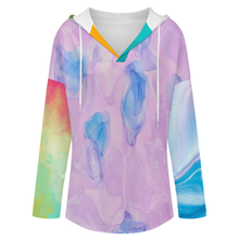 Cargar imagen en el visor de la galería, Sudadera con capucha de manga larga y cuello en V para mujer C19H personalizado con patrón foto texto (impresión de imágenes múltiples)