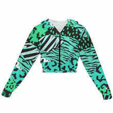 Cargar imagen en el visor de la galería, Sudadera con capucha corta y delgada con cremallera ZRF para mujer personalizado con patrón foto texto (impresión de imagen única)