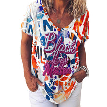 Cargar imagen en el visor de la galería, Camiseta de Seda Hielo de Manga Corta con Cuello en V para Mujer NZ109 personalizado con patrón foto texto (impresión de imagen única)