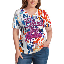 Cargar imagen en el visor de la galería, Camiseta de Seda Hielo de Manga Corta con Cuello en V para Mujer NZ109 personalizado con patrón foto texto (impresión de imagen única)