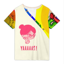 Cargar imagen en el visor de la galería, Camiseta de manga corta con cuello inclinado y cinco botones para mujer XVK personalizado con patrón foto texto (impresión de imágenes múltiples)