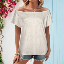 Cargar imagen en el visor de la galería, Camiseta de manga corta con hombros descubiertos para mujer LM076 personalizado con patrón foto texto (impresión de imagen única)