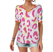 Cargar imagen en el visor de la galería, Camiseta de mujer de manga corta con hombros descubiertos LM077 personalizado con patrón foto texto (impresión de imágenes múltiples)