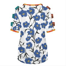 Cargar imagen en el visor de la galería, Camiseta de mujer de manga corta con hombros descubiertos LM077 personalizado con patrón foto texto (impresión de imágenes múltiples)