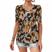 Cargar imagen en el visor de la galería, Camiseta de mujer de manga corta con hombros descubiertos LM077 personalizado con patrón foto texto (impresión de imagen única)