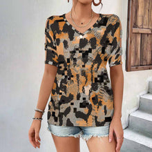 Cargar imagen en el visor de la galería, Camiseta de mujer de manga corta con hombros descubiertos LM077 personalizado con patrón foto texto (impresión de imagen única)