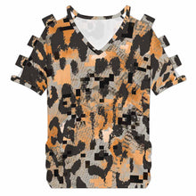 Cargar imagen en el visor de la galería, Camiseta de mujer de manga corta con hombros descubiertos LM077 personalizado con patrón foto texto (impresión de imagen única)